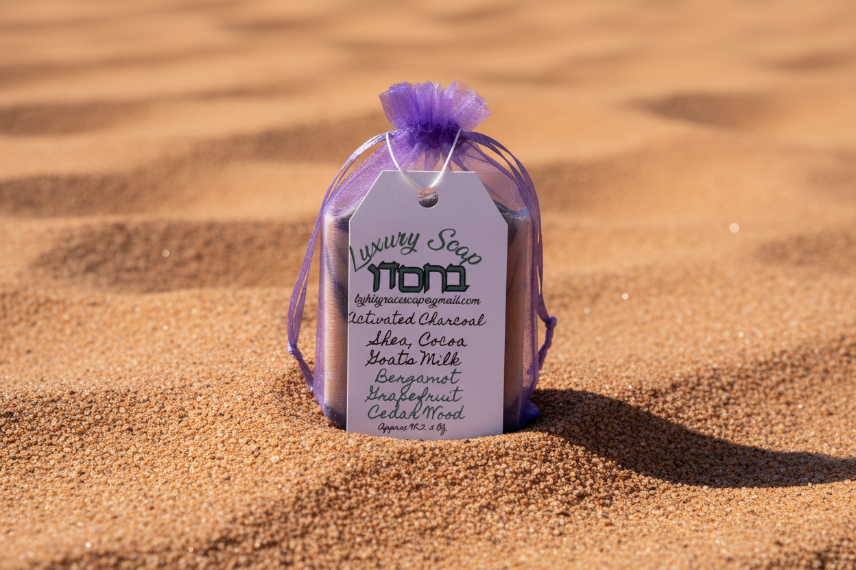 Jabón By His Grace, leche de cabra, bergamota, pomelo, madera de cedro y barra corporal de carbón activado