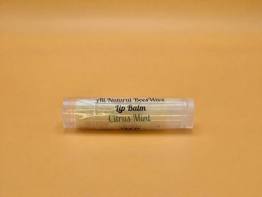 Citrus Mint Lip Balm on a gold background, main photo